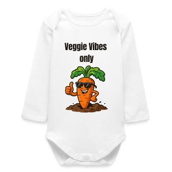 Veggie Vibes Carrot with Style Vegetable Illustrations - Baby Organic Long-Sleeved Bodysuit - white - Front