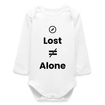 Lost ≠ Alone – Travel Shirt - Baby Organic Long-Sleeved Bodysuit - white - Front