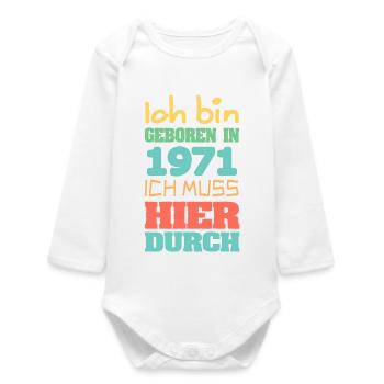 Year 1971 - Baby Organic Long-Sleeved Bodysuit - white - Front