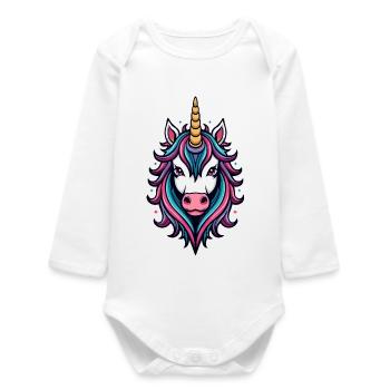 Wild Unicorn Neon Splendor - Baby Organic Long-Sleeved Bodysuit - white - Front
