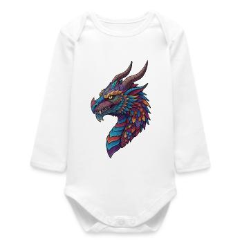 Mosaïque du Dragon Coloré - Body bébé manches longues biologique - blanc - Devant