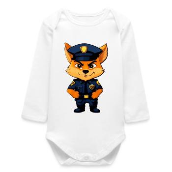 Foxes Policewoman / Police Fox - Baby Organic Long-Sleeved Bodysuit - white - Front
