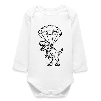 T Rex with Parachute - Baby Organic Long-Sleeved Bodysuit - white - Front