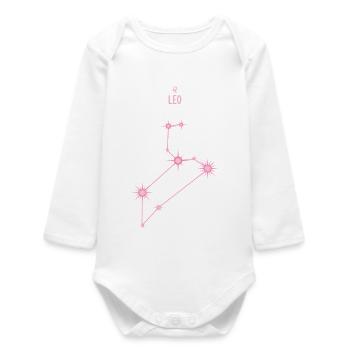 Löwe Sternstern Sternbild Pastellrosa - Baby Organic Langarmbody - Weiß - Vorne