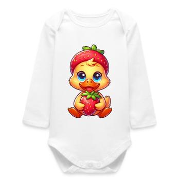 Canard sucré fraise Fruit fantaisiste Fruité - Body bébé manches longues biologique - blanc - Devant