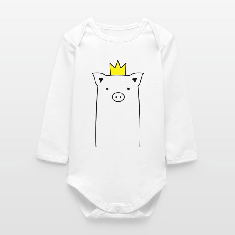 Pig with crown Piglet Piglet Sow Gift Baby Organic Long-Sleeved Bodysuit