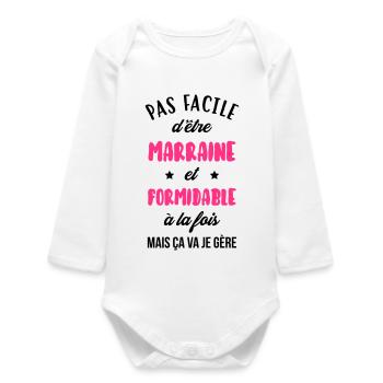 Patin / Pate / Patentochter / Patensohn - Baby Organic Langarmbody - Weiß - Vorne