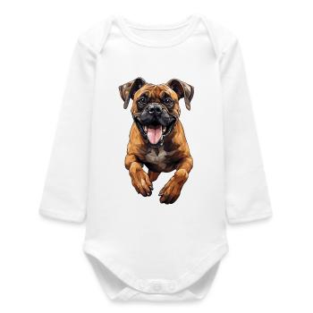 Boxer in jump polygon design - Baby Organic Long-Sleeved Bodysuit - white - Front