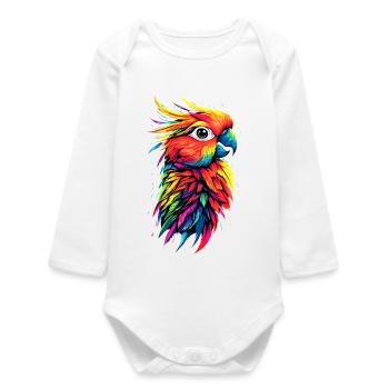 Parrot Macaw Parakeet Cockatoo Lover Parrots - Baby Organic Long-Sleeved Bodysuit - white - Front