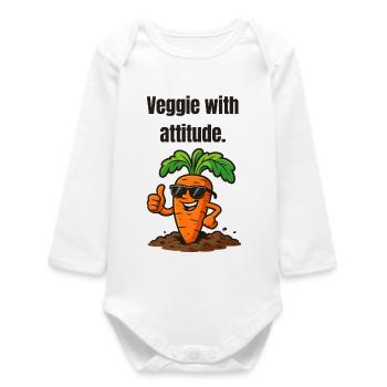Carrot with attitude veggie - Baby Organic Long-Sleeved Bodysuit - white - Front