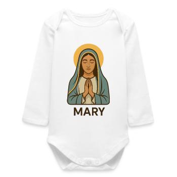 Mary – sign of humility - Baby Organic Long-Sleeved Bodysuit - white - Front