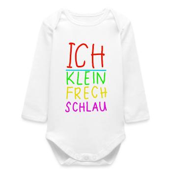 Me, Small, Naughty, Smart, Neon - Baby Organic Long-Sleeved Bodysuit - white - Front