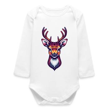 Deer Head Cool Cute - Baby Organic Long-Sleeved Bodysuit - white - Front