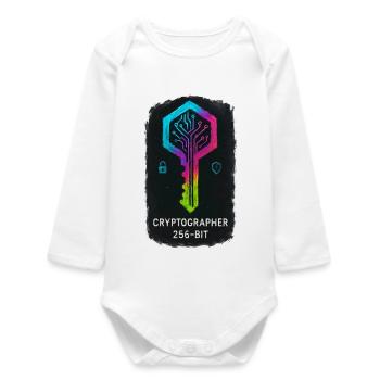 256-bit Cybersecurity Cryptographer - Baby Organic Long-Sleeved Bodysuit - white - Front