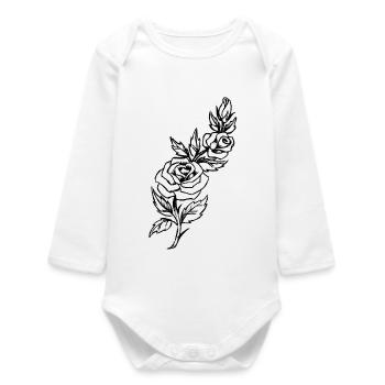Vigne rose - Body bébé manches longues biologique - blanc - Devant