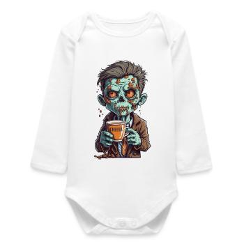 Coffee Monster - Caffeine Zombie - Morning Grouch - Baby Organic Long-Sleeved Bodysuit - white - Front