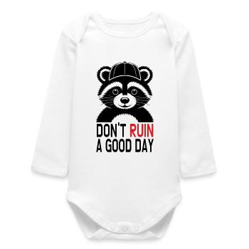 Panda dit : ne gâche pas une bonne journée - Body bébé manches longues biologique - blanc - Devant