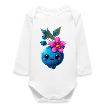 Blauer Beerenfreund mit Blüte - Baby Organic Langarmbody - Weiß - Vorne
