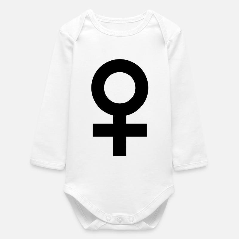 Symbol: femininity - woman (colors can be customized!) - Baby Organic Long-Sleeved Bodysuit - white