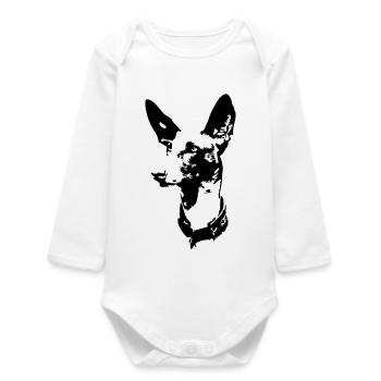 Podenco head - Baby Organic Long-Sleeved Bodysuit - white - Front