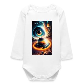 Universe with planet - Baby Organic Long-Sleeved Bodysuit - white - Front