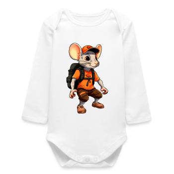 Rat Mountaineer / Hiking Rat - Baby Organic Long-Sleeved Bodysuit - white - Front