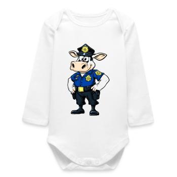 Police des vaches - Body bébé manches longues biologique - blanc - Devant