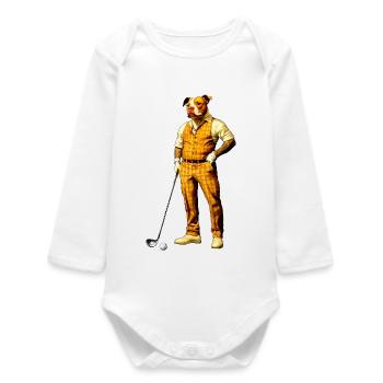 Pitbull Golfspieler - Baby Organic Langarmbody - Weiß - Vorne