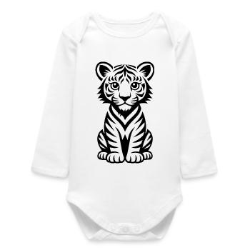 Minimal linear tiger for textiles - Baby Organic Long-Sleeved Bodysuit - white - Front