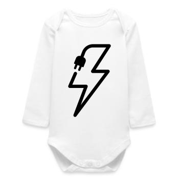 Elektriker Blitz Stecker Energie Symbol - Baby Organic Langarmbody - Weiß - Vorne