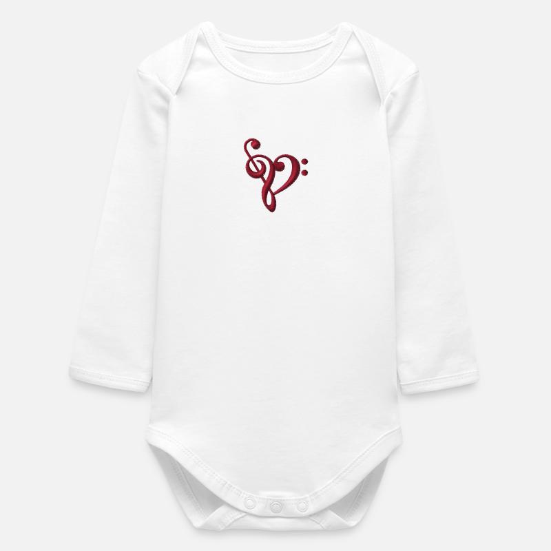 Note bestickt - Baby Organic Langarmbody - Weiß
