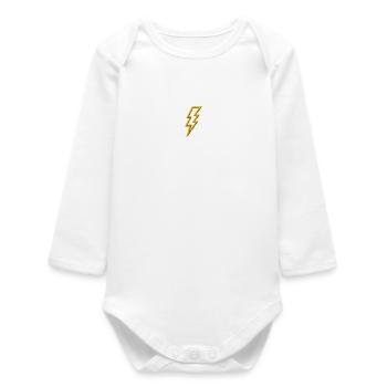 Embroidered lightning bolt - Baby Organic Long-Sleeved Bodysuit - white - Front
