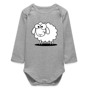 moutons drôle avec regard doux - Body bébé manches longues biologique - gris chiné - Devant