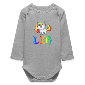 Lia Unicorn - Baby Organic Long-Sleeved Bodysuit - heather grey - Front