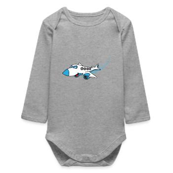 drôles animaux plantes fruits légumes motifs enfants - Body bébé manches longues biologique - gris chiné - Devant