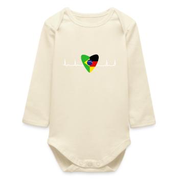 Brazil Germany Flag Brazilian Gift - Baby Organic Long-Sleeved Bodysuit - soft Ecru - Front