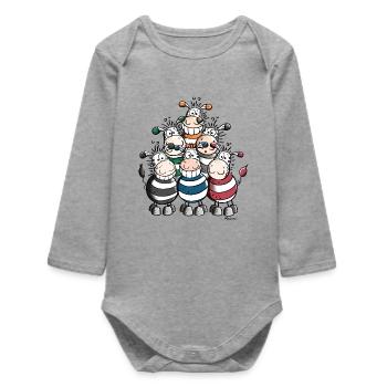 Colourful Zebras - Baby Organic Long-Sleeved Bodysuit - heather grey - Front