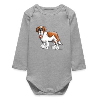 Saint Bernard - Baby Organic Long-Sleeved Bodysuit - heather grey - Front