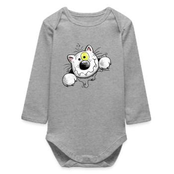 Crazy Cat - Body bébé manches longues biologique - gris chiné - Devant