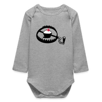 iron with cupcake - Baby Organic Long-Sleeved Bodysuit - heather grey - Front