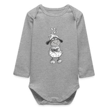 Nö Schaf I Nein Statement Comic Tiermotiv Fun - Baby Organic Langarmbody - Grau meliert - Vorne