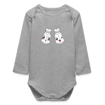 Sel et poivre humour  - Body bébé manches longues biologique - gris chiné - Devant