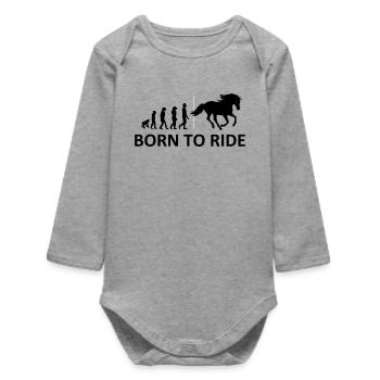 Né pour monter à cheval - Body bébé manches longues biologique - gris chiné - Devant