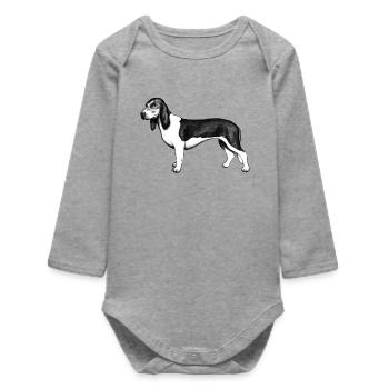 Schweizer Niederlaufhund - Baby Organic Langarmbody - Grau meliert - Vorne
