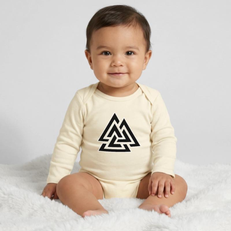 Triangular intertwined pattern Baby Organic Long-Sleeved Bodysuit