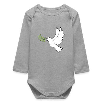 Dove of Peace - Baby Organic Long-Sleeved Bodysuit - heather grey - Front