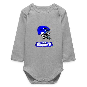 Ice hockey - Baby Organic Long-Sleeved Bodysuit - heather grey - Front