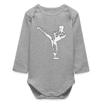 Karate Silver - Baby Organic Long-Sleeved Bodysuit - heather grey - Front