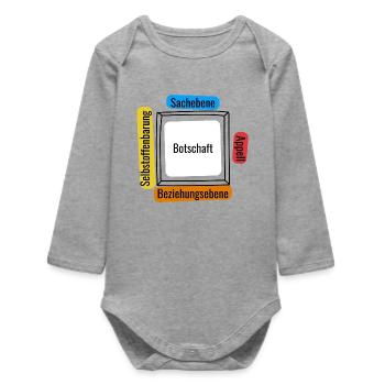 Vier Ohren Modell - Baby Organic Langarmbody - Grau meliert - Vorne