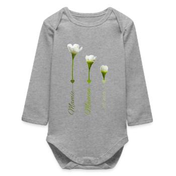 Annonce grossesse florale pour future Mamie - Body bébé manches longues biologique - gris chiné - Devant